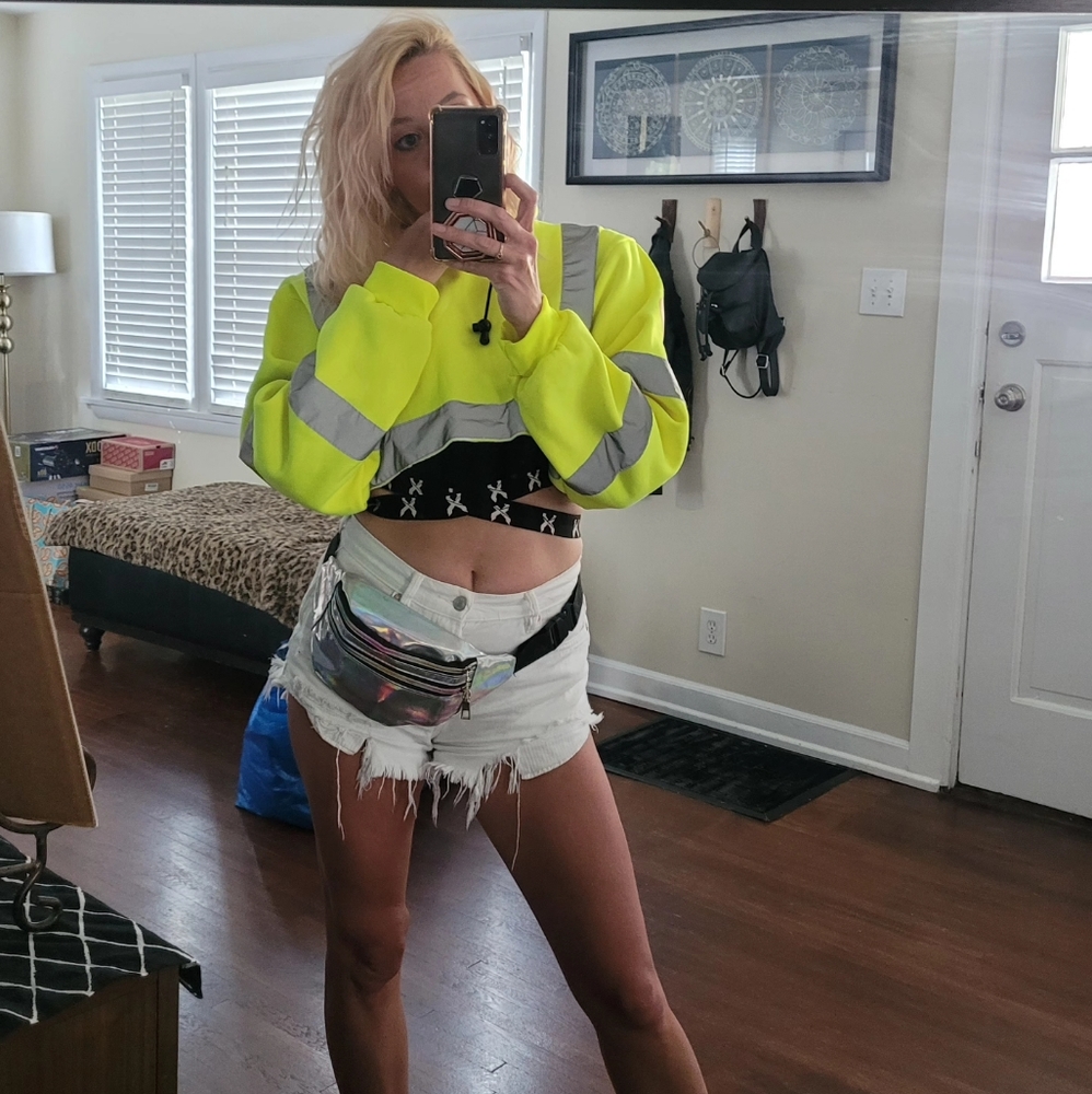 neon yellow construction crop top
